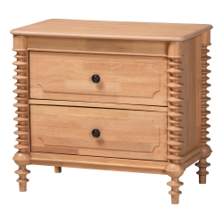 Baxton Studio Neviah 2-Drawer Nightstand, Beech Brown Baxton Studio restaurant furniture, hotel furniture, commercial furniture, wholesale bedroom furniture, wholesale night stand, classic night stand
